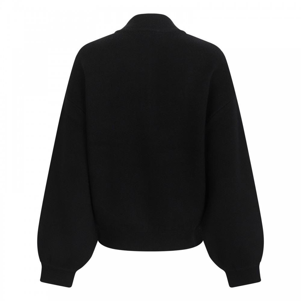 Black wool blend blouson jacket