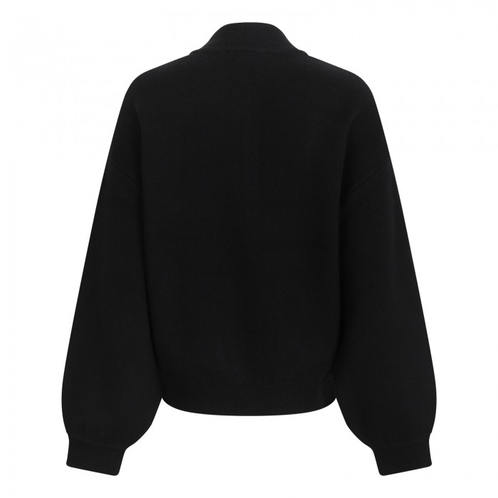 Black wool blend blouson jacket