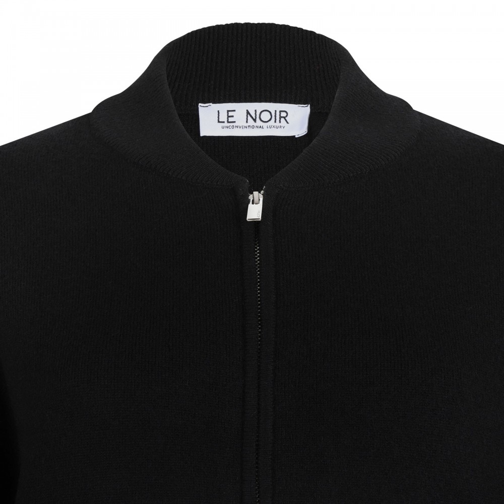 Black wool blend blouson jacket