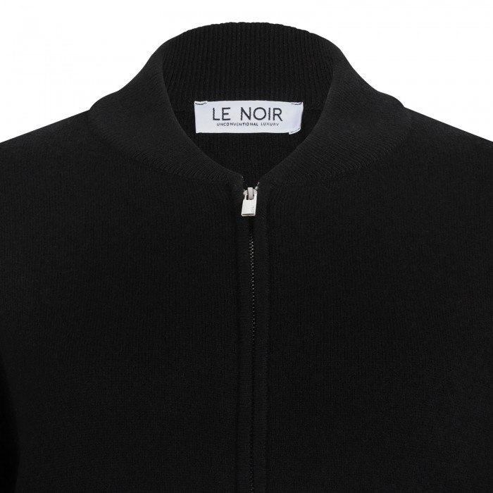 Black wool blend blouson jacket