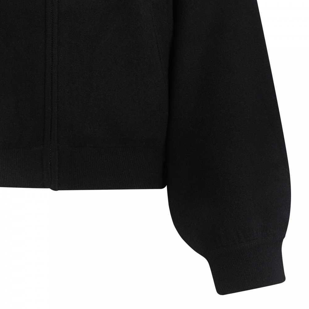 Black wool blend blouson jacket