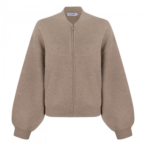 Sand wool blend blouson jacket