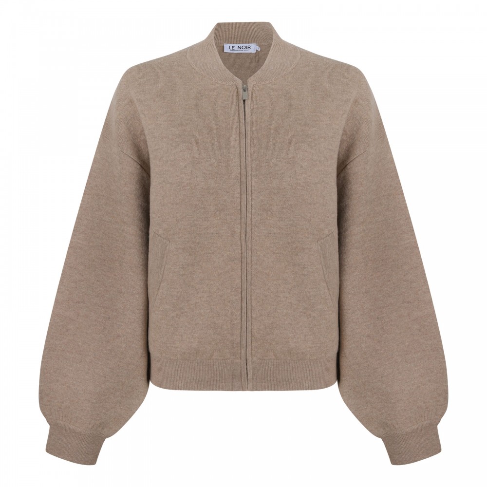 Sand wool blend blouson jacket