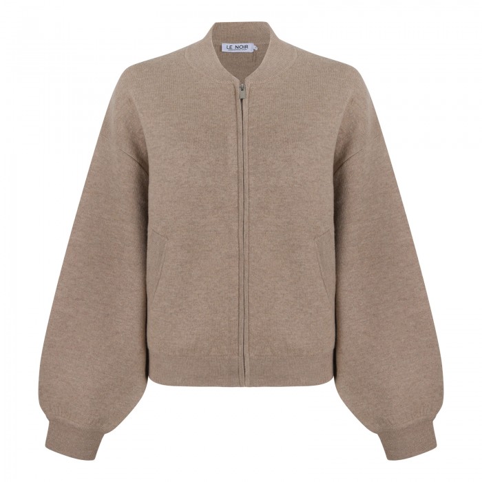 Sand wool blend blouson jacket