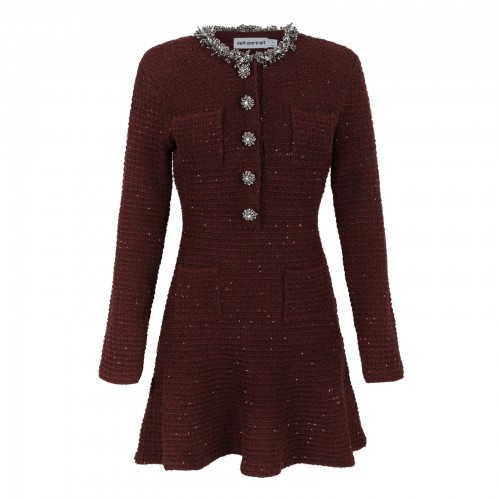 Burgundy textured knit mini...