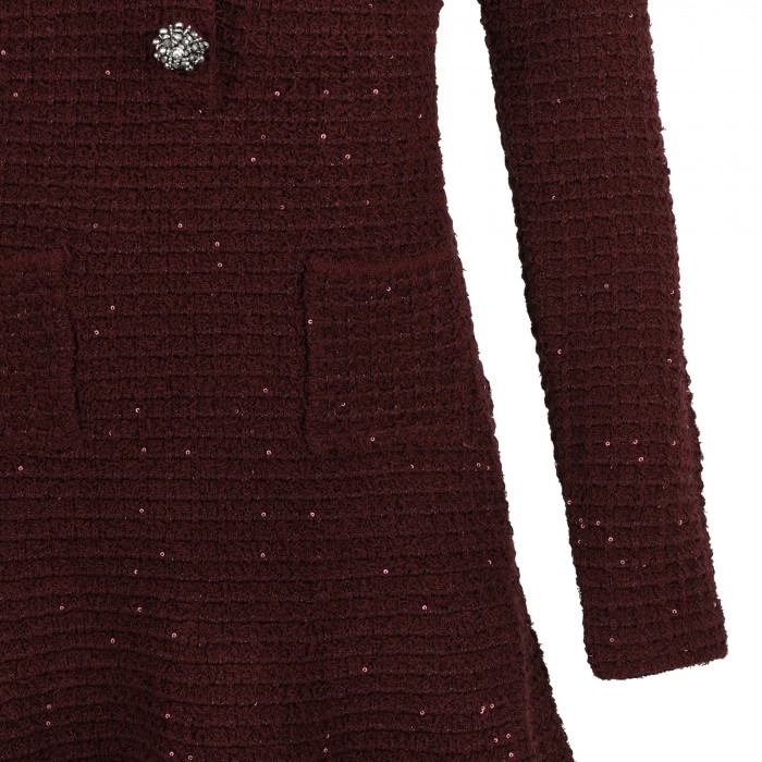 Burgundy textured knit mini dress