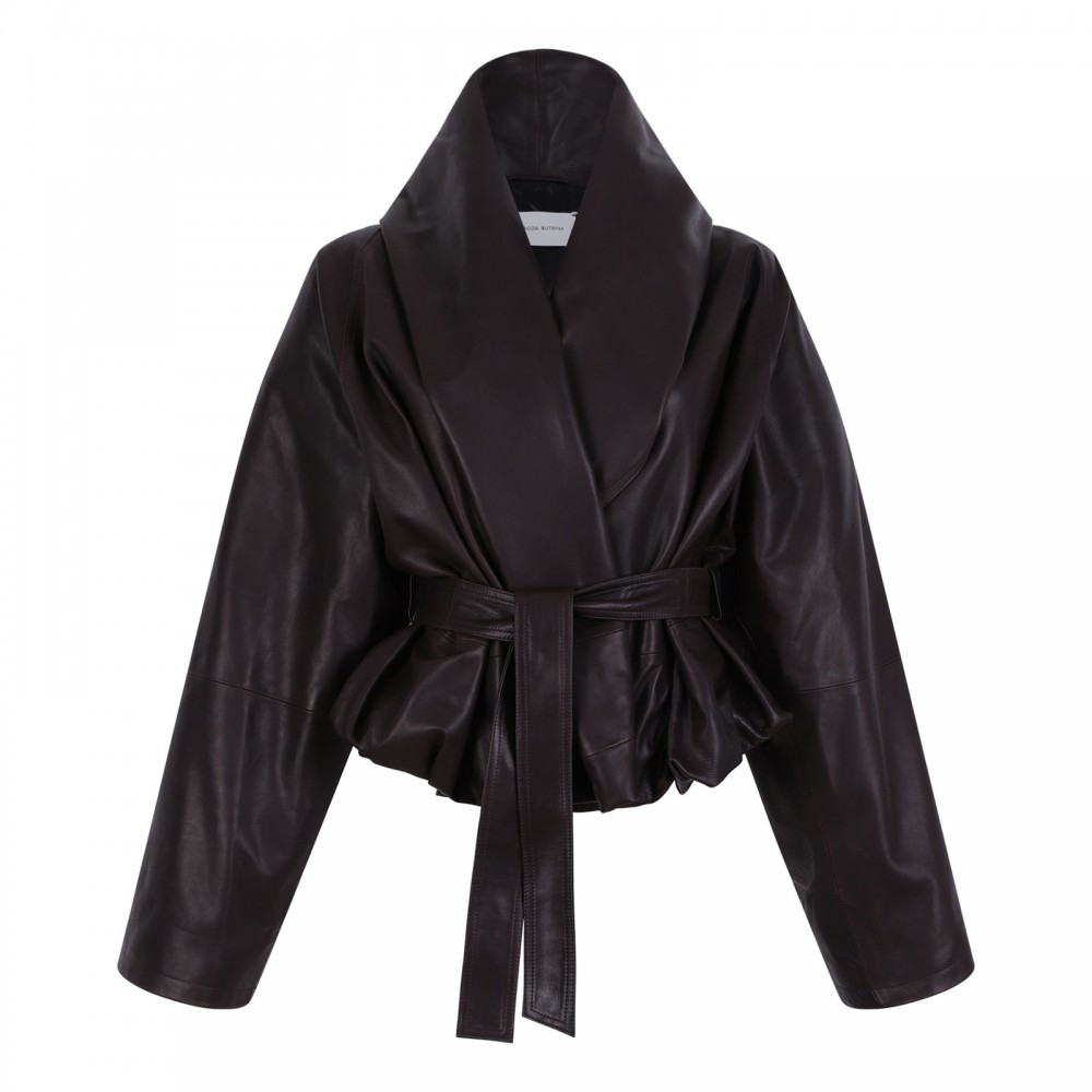 Peplum leather jacket