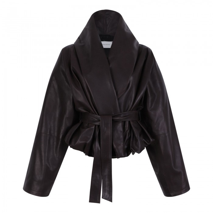 Peplum leather jacket