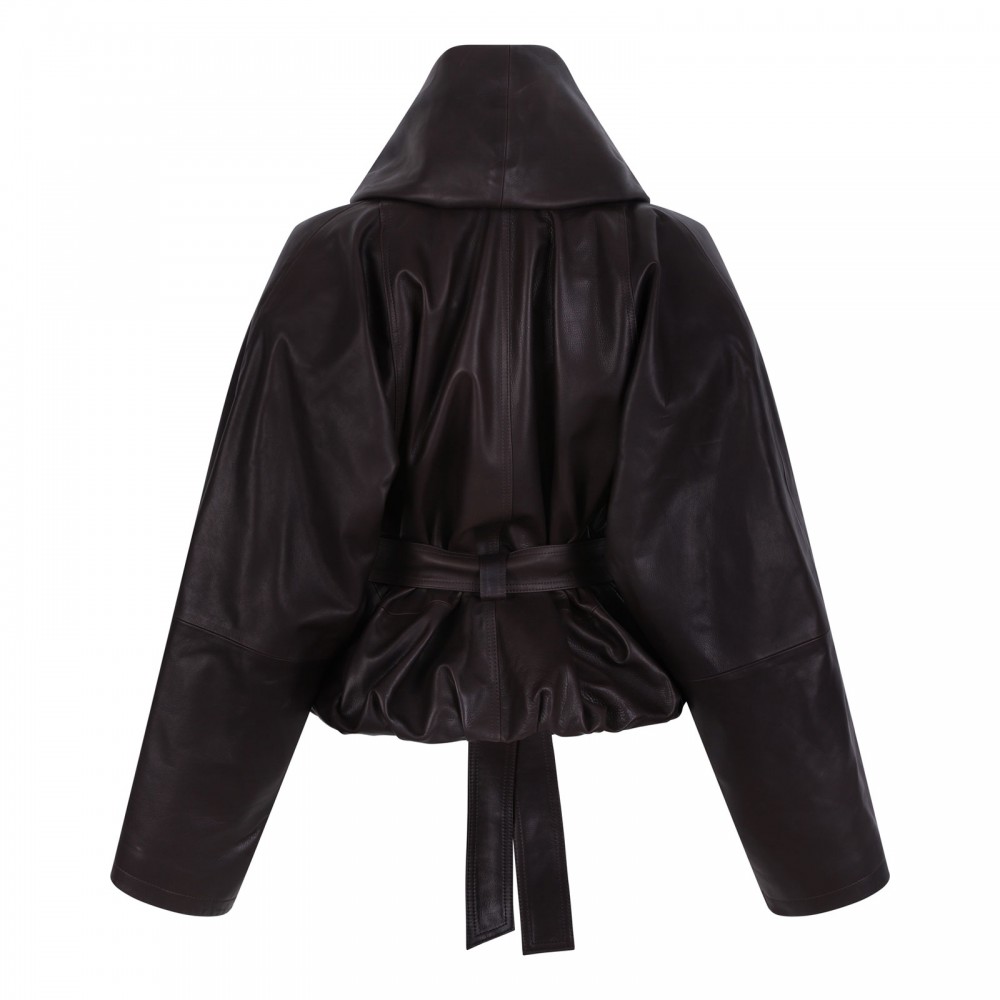 Peplum leather jacket