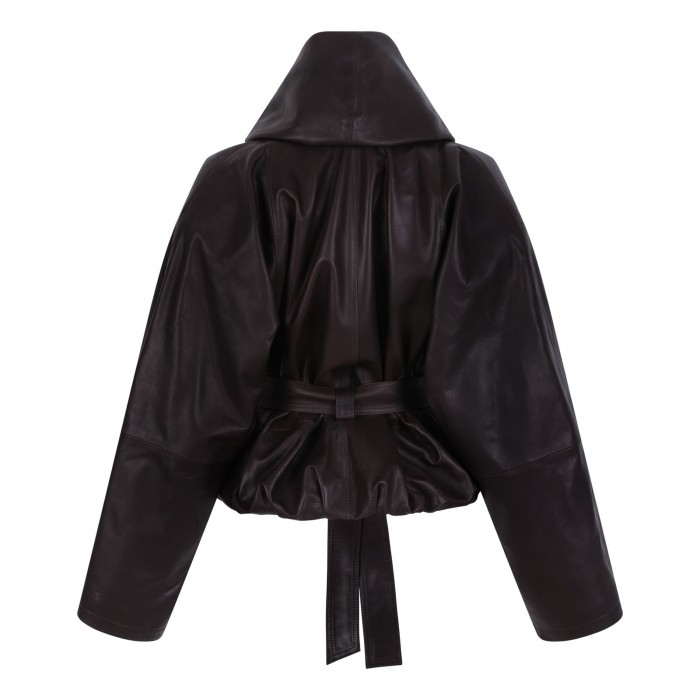 Peplum leather jacket
