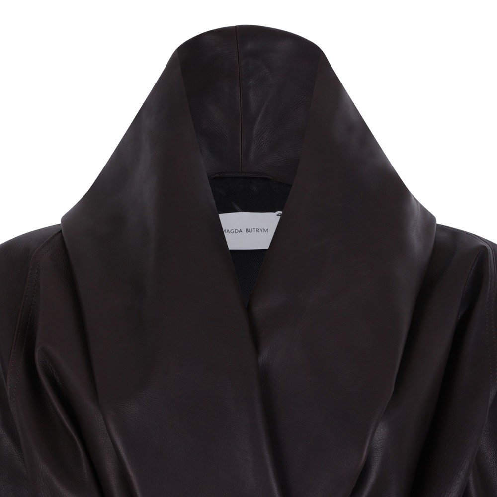 Peplum leather jacket