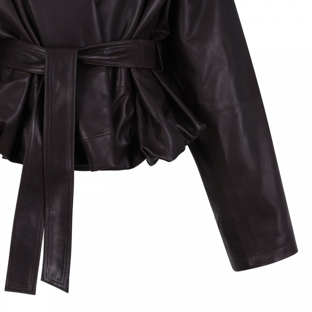 Peplum leather jacket
