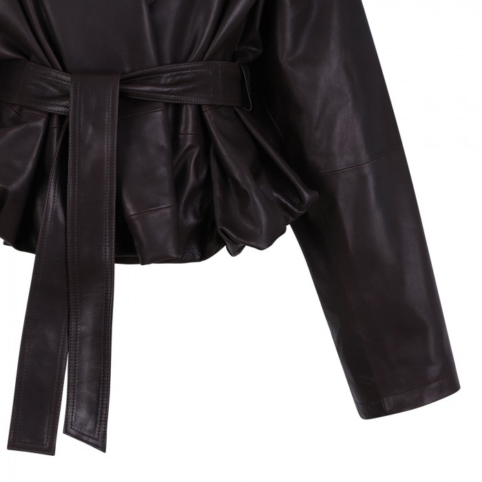 Peplum leather jacket
