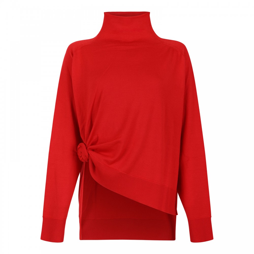 Knotted wool turtleneck sweater