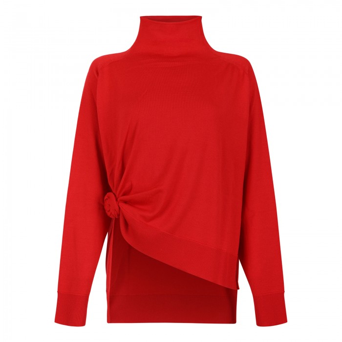 Knotted wool turtleneck sweater