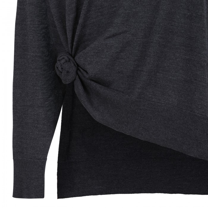 Knotted wool turtleneck sweater