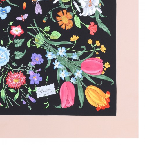 Flora print silk twill carré 2