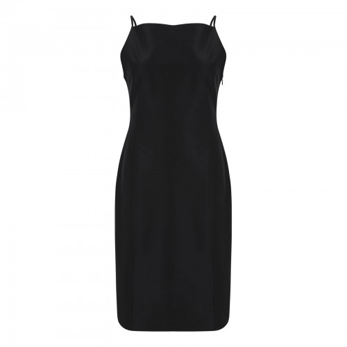 Black fine silk faille dress