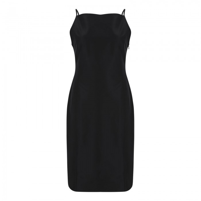 Black fine silk faille dress