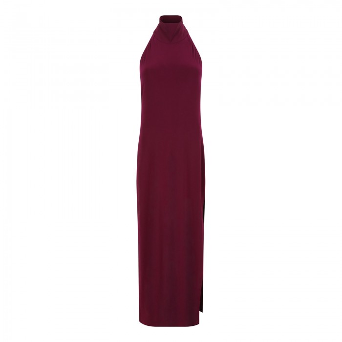 Halter turtle side slit gown