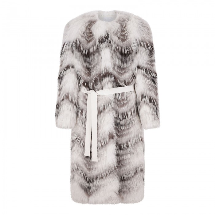 Fox fur knit coat