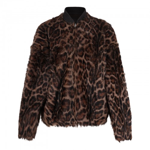 Violet leopard shearling...