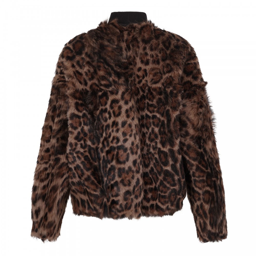 Violet leopard shearling jacket