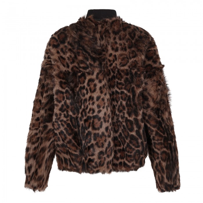Violet leopard shearling jacket