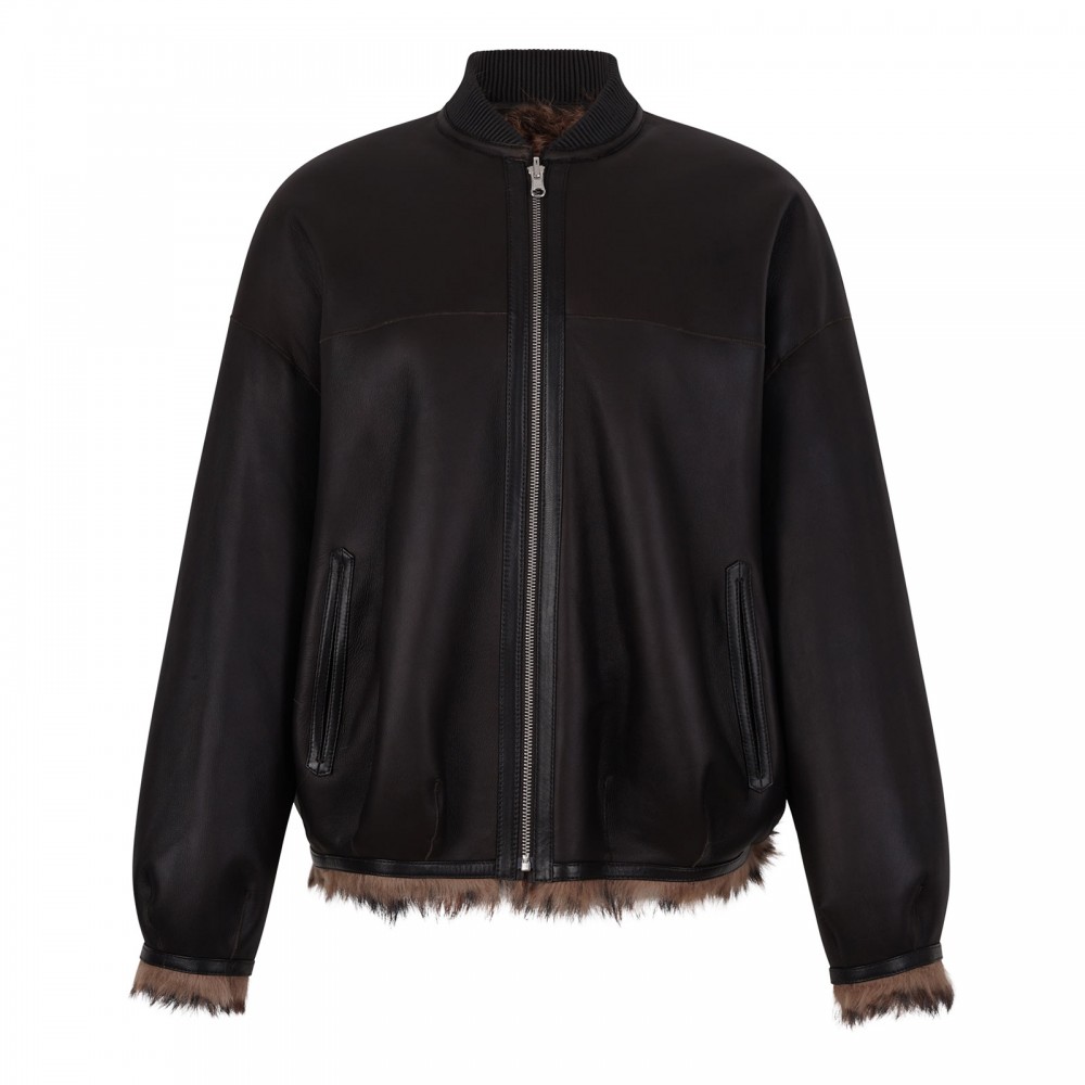 Violet leopard shearling jacket