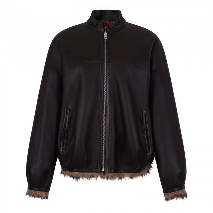 Violet leopard shearling jacket