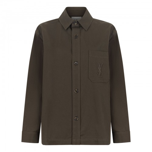 Dark brown gabardine overshirt