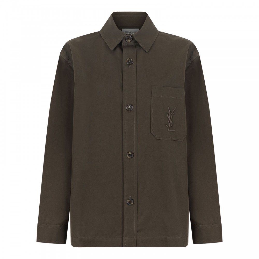 Dark brown gabardine overshirt