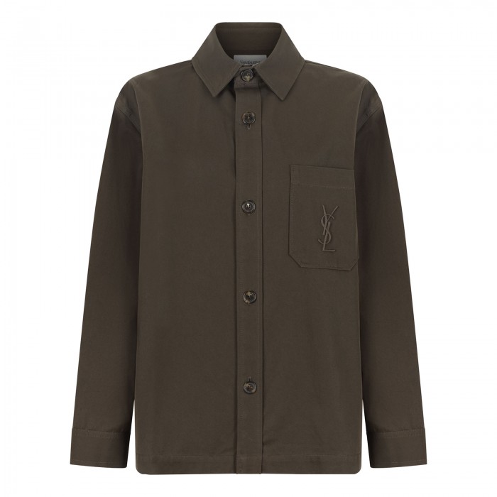 Dark brown gabardine overshirt