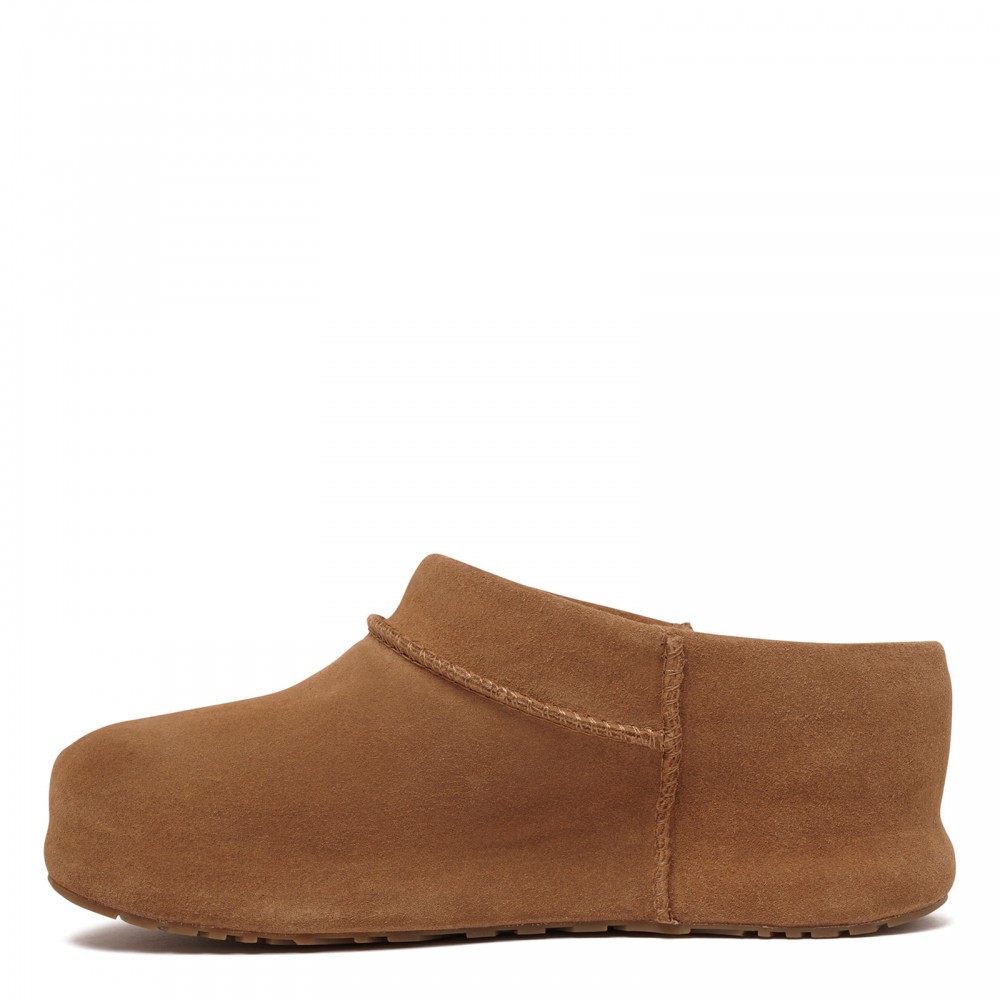 Enwrap suede clogs
