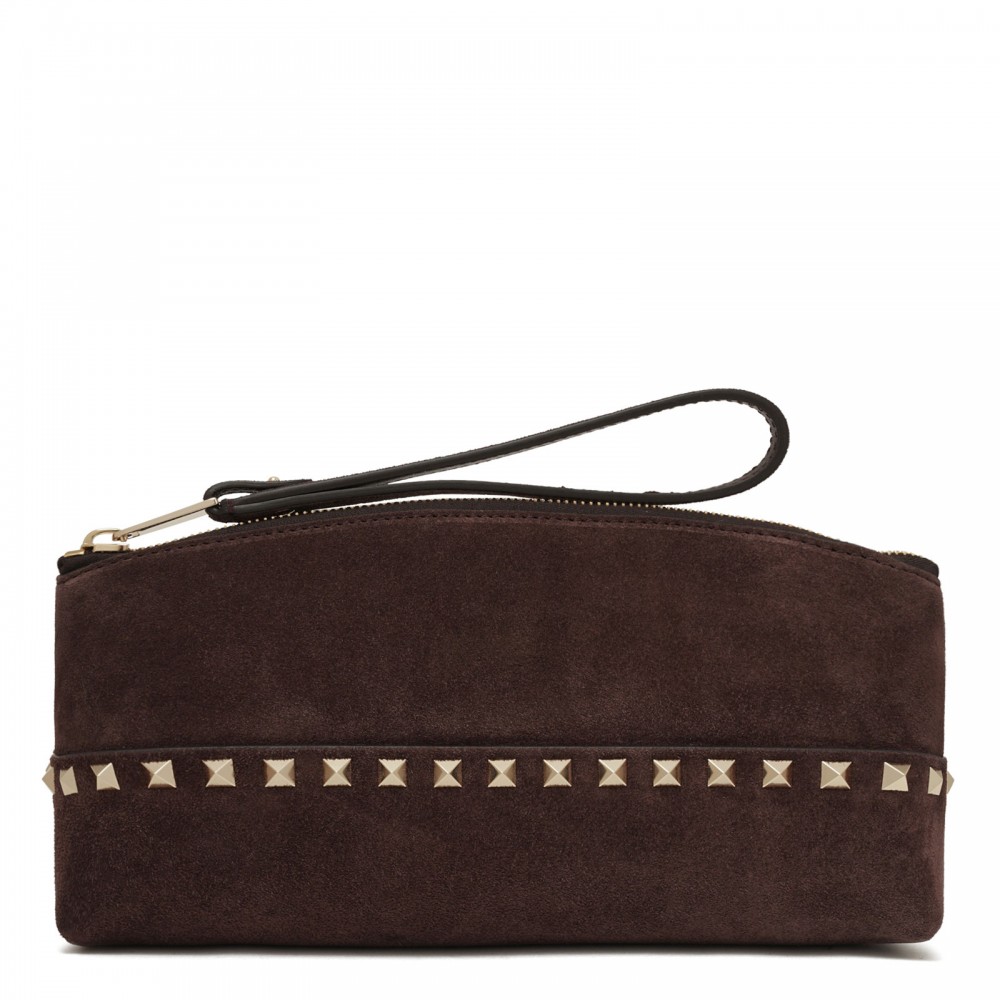 Rockstud suede pouch