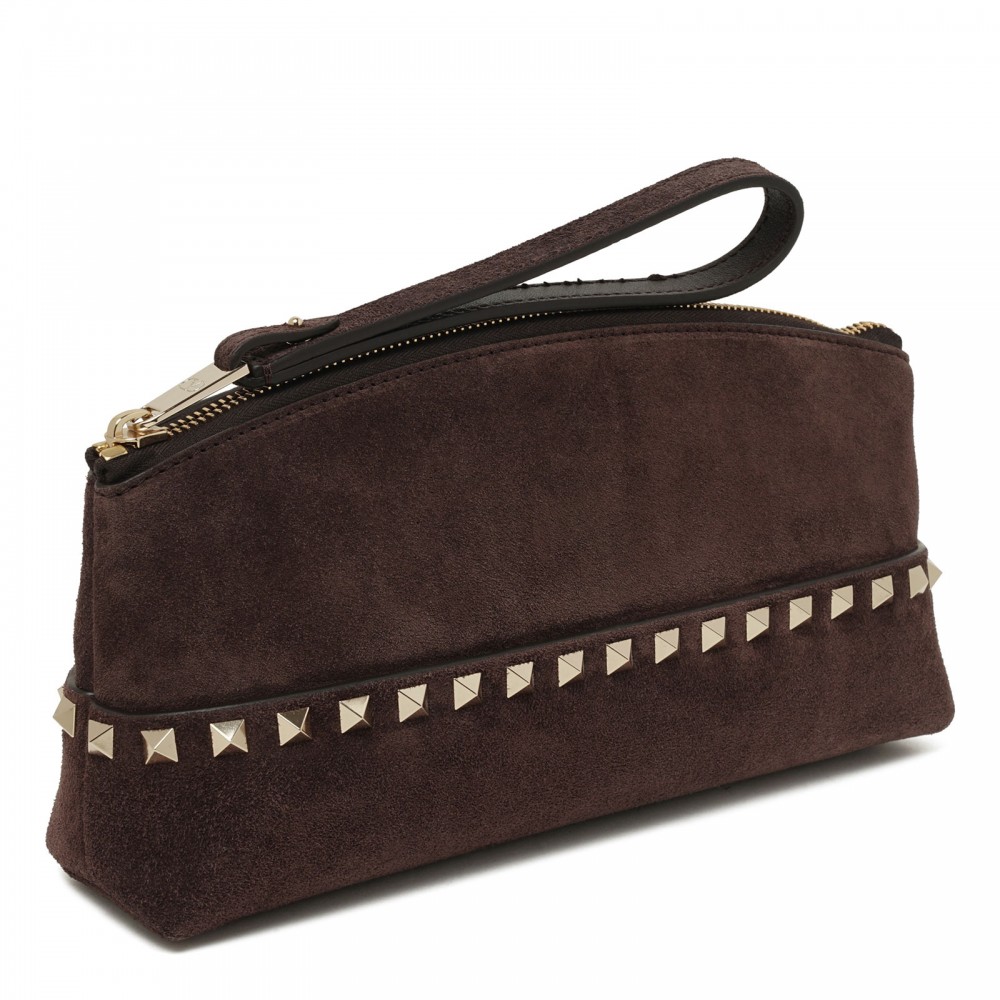 Rockstud suede pouch