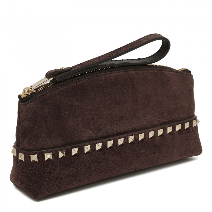 Rockstud suede pouch
