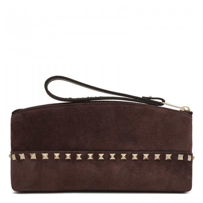 Rockstud suede pouch