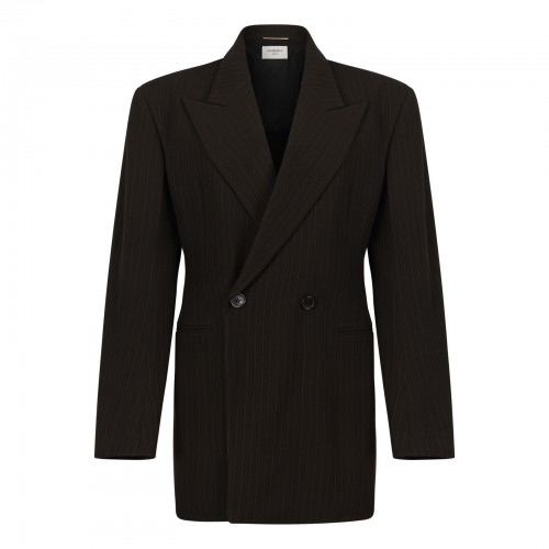Chalk-stripe wool melange...