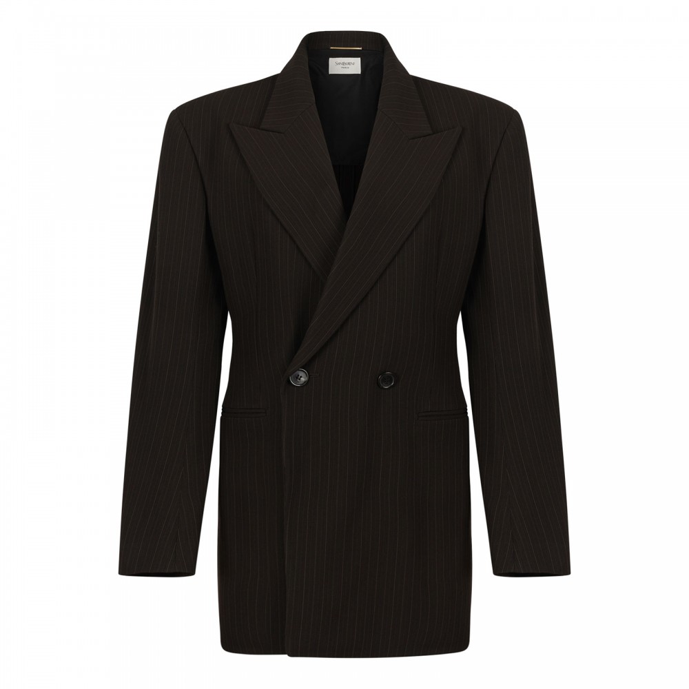 Chalk-stripe wool melange blazer