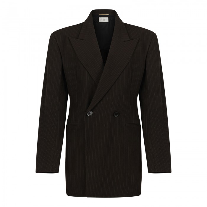 Chalk-stripe wool melange blazer