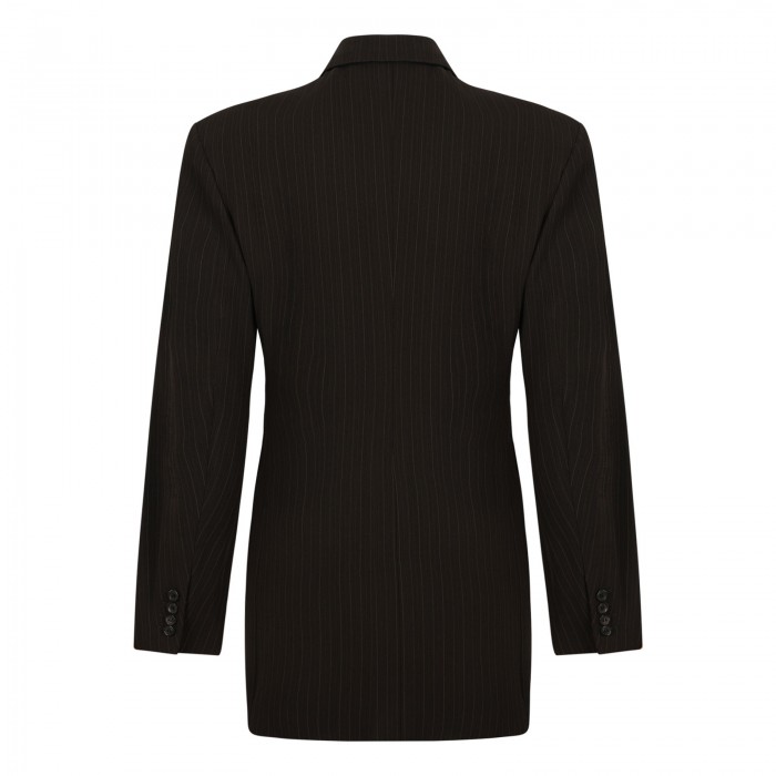 Chalk-stripe wool melange blazer