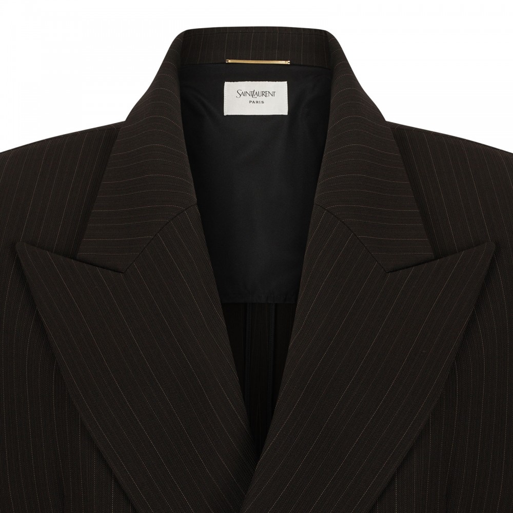 Chalk-stripe wool melange blazer