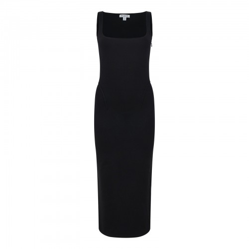 Black silk knit bodycon dress