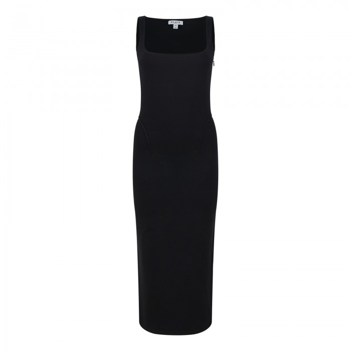 Black silk knit bodycon dress