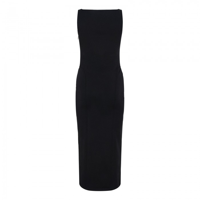 Black silk knit bodycon dress