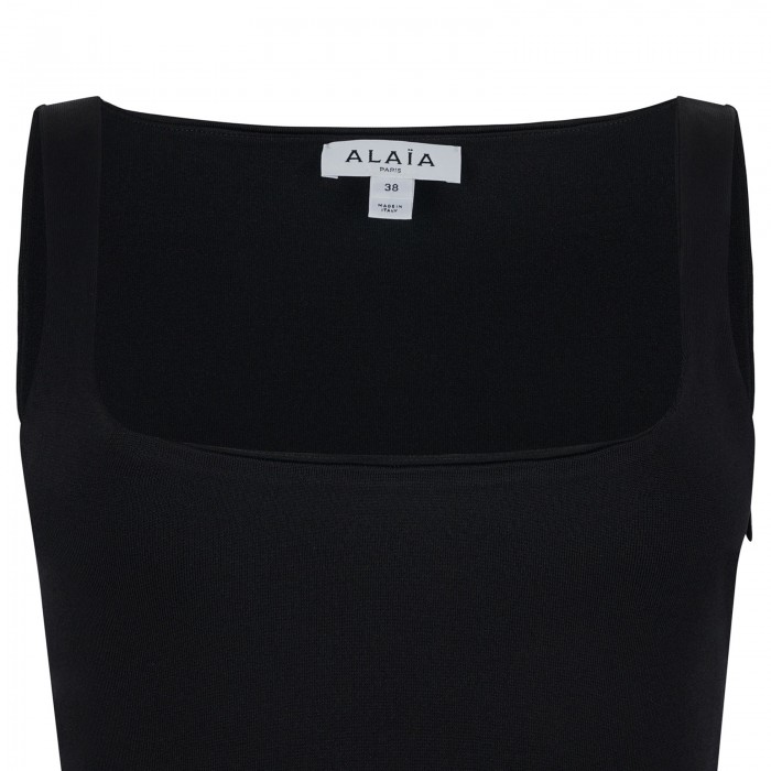 Black silk knit bodycon dress