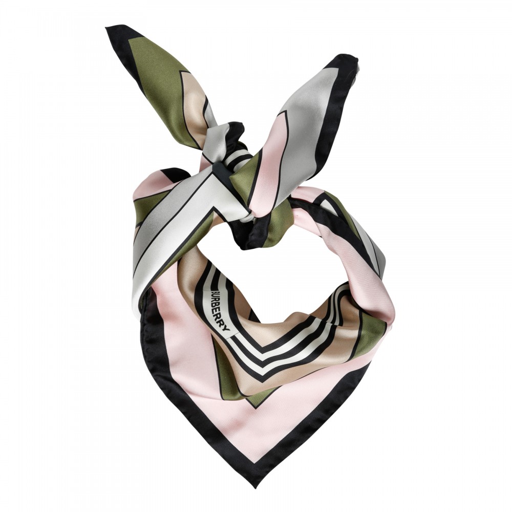 Montage print silk square scarf