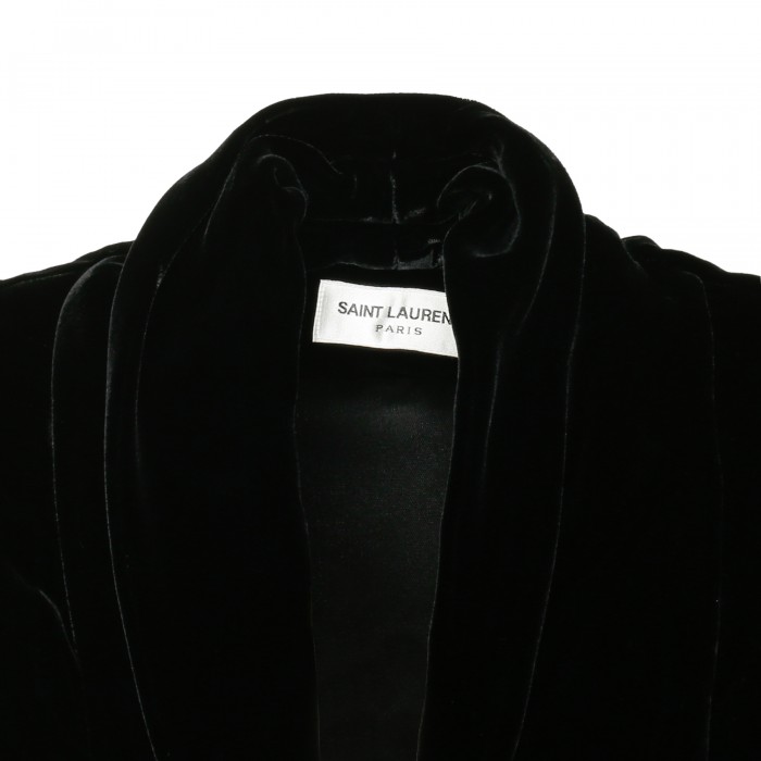 Shawl-collar velvet blouse