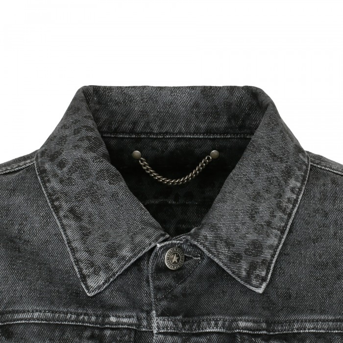Leopard motif denim jacket